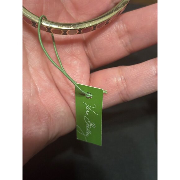 Vera Bradley Thin Bangle Gold Tone Enamel Dots Bracelet Pink Orange White Colors - Picture 5 of 7